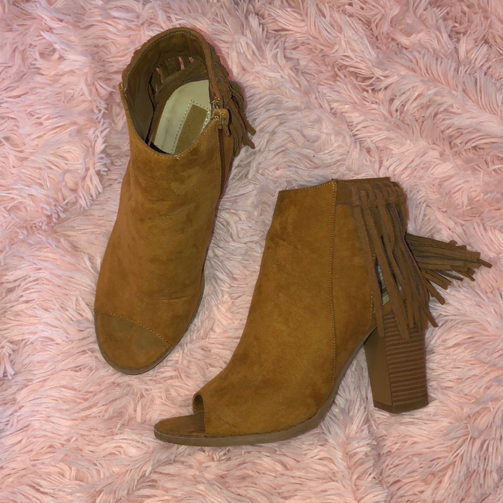 Camel Fringe Heels